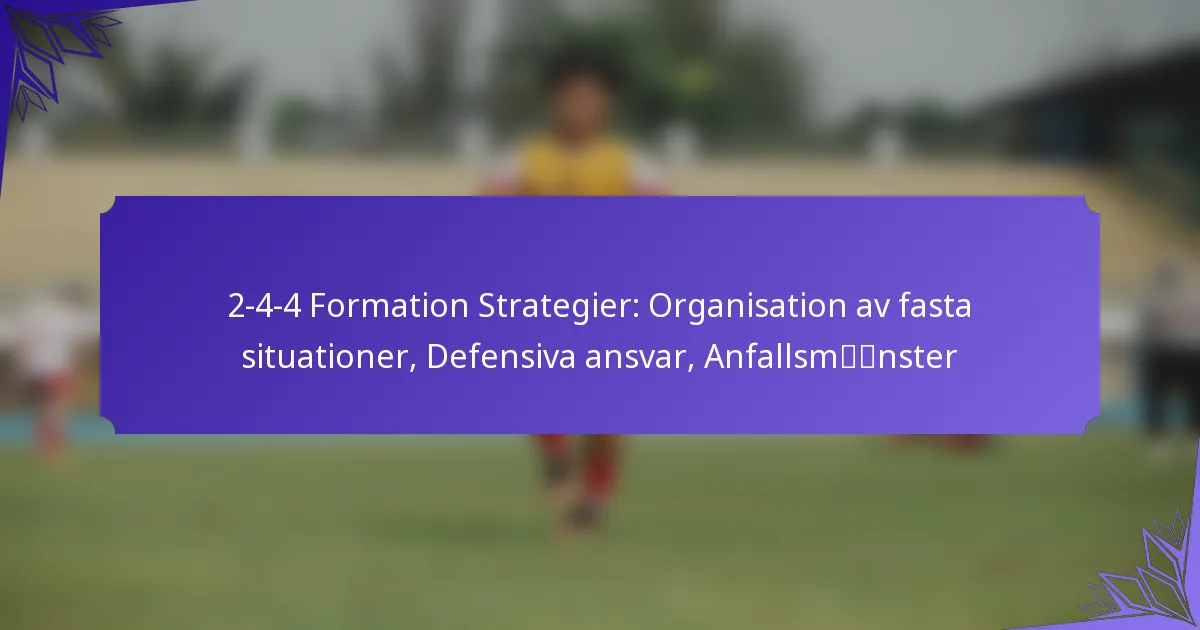 2-4-4 Formation Strategier: Organisation av fasta situationer, Defensiva ansvar, Anfallsmönster