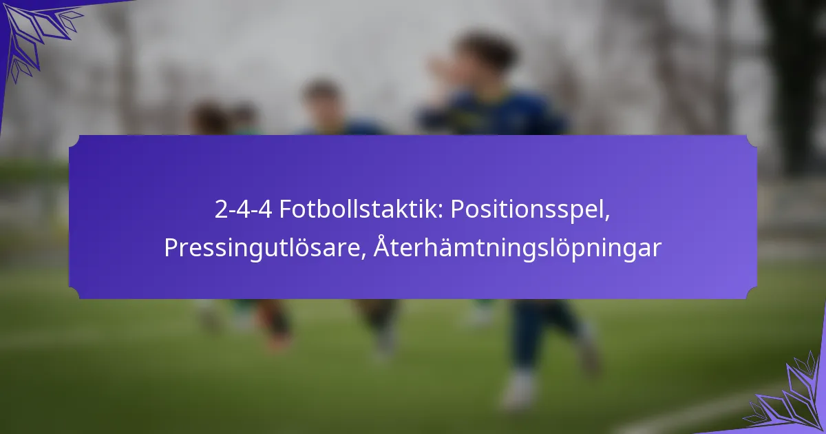 2-4-4 Fotbollstaktik: Positionsspel, Pressingutlösare, Återhämtningslöpningar