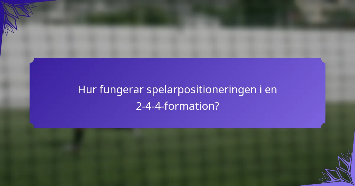 Hur fungerar spelarpositioneringen i en 2-4-4-formation?